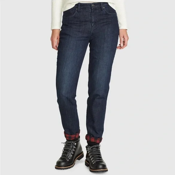 Eddie Bauer Flannel Lined Women's Relaxed Fit Straight Leg Jeans Size 10 - Picture 2 of 15